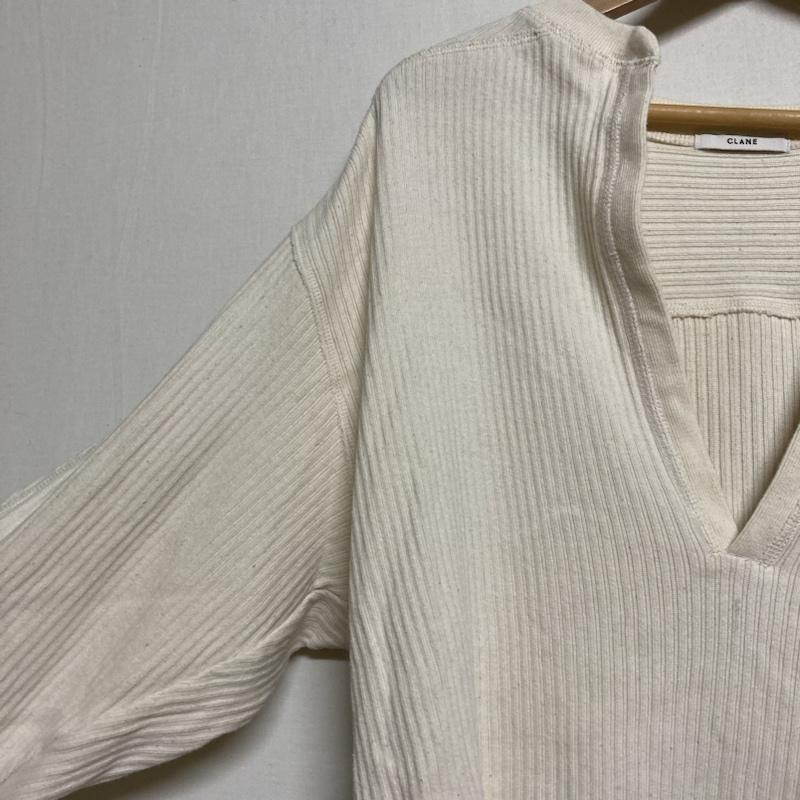 クラネ CLANE カットソー 長袖 CLANE ヘビーリブVネックトップス ロングスリーブ ラウンドカット カットソー 19105-2031 FREE 無地 アイボリー / アイボリー / レディース USED 古着 中古 50120427