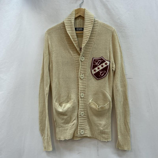 ヒステリックグラマー HYSTERIC GLAMOUR カーディガン 長袖 ワッペン チェーン刺繍 ウール ニット カーディガン S 白 / ホワイト / white メンズ USED 古着 中古 50120457