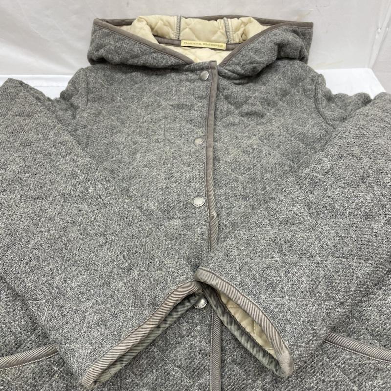 トラディショナルウェザーウェア Traditional Weatherwear ジャケット、上着 ジャンパー、ブルゾン ダイヤキルティング ロング コート フード付 ジャケット スナップボタン 34 無地 灰 / グレー / gray レディース USED 古着 中古 50120572