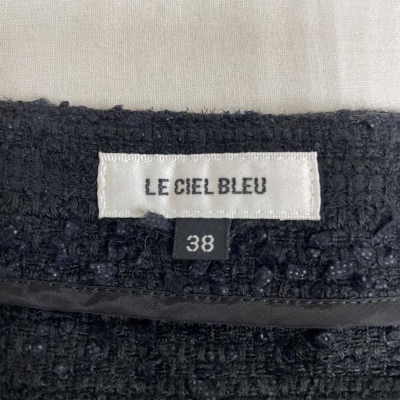 ルシェルブルー LE CIEL BLEU セットアップ セットアップ フォーマル ツイード ニット ジャケット 前開き鍵ホック カジュアルセットアップ ショートパンツ ミニ丈 13S64019 ボトムサイズ40 38 ボーダー柄 黒 / ブラック / black レディース USED 古着 中古 50120672