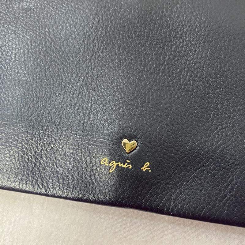 アニエス・ベー agnes b. ショルダーバッグ ショルダーバッグ LEATHER BAG レザーショルダーバッグ ハートスタッズ ロゴ ネイビー ロゴ、文字 紺 / ネイビー / navy レディース USED 古着 中古 50120777