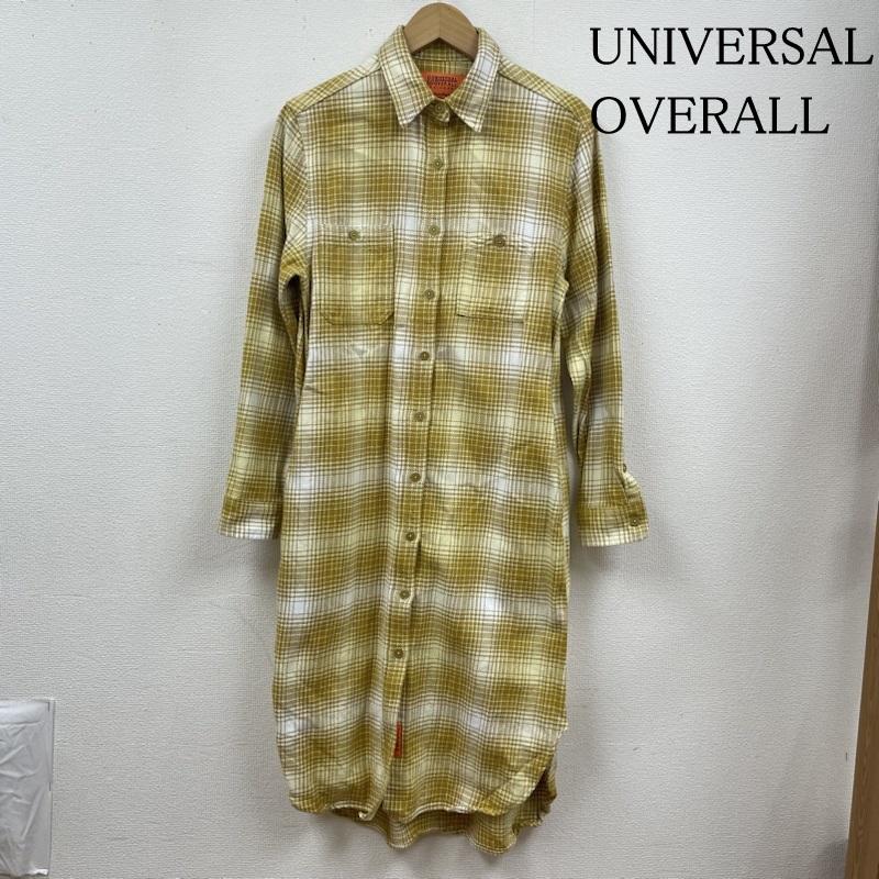 ユニバーサルオーバーオール UNIVERSAL OVERALL ワンピース ロングスカート チェック ネルシャツ 長袖 ワンピース ロング サイドスラッシュポケット チェック 黄 / イエロー / yellow レディース USED 古着 中古 50120832