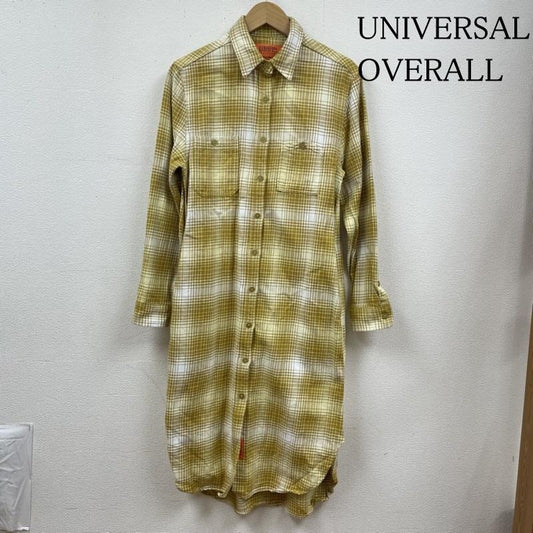 ユニバーサルオーバーオール UNIVERSAL OVERALL ワンピース ロングスカート チェック ネルシャツ 長袖 ワンピース ロング サイドスラッシュポケット チェック 黄 / イエロー / yellow レディース USED 古着 中古 50120832