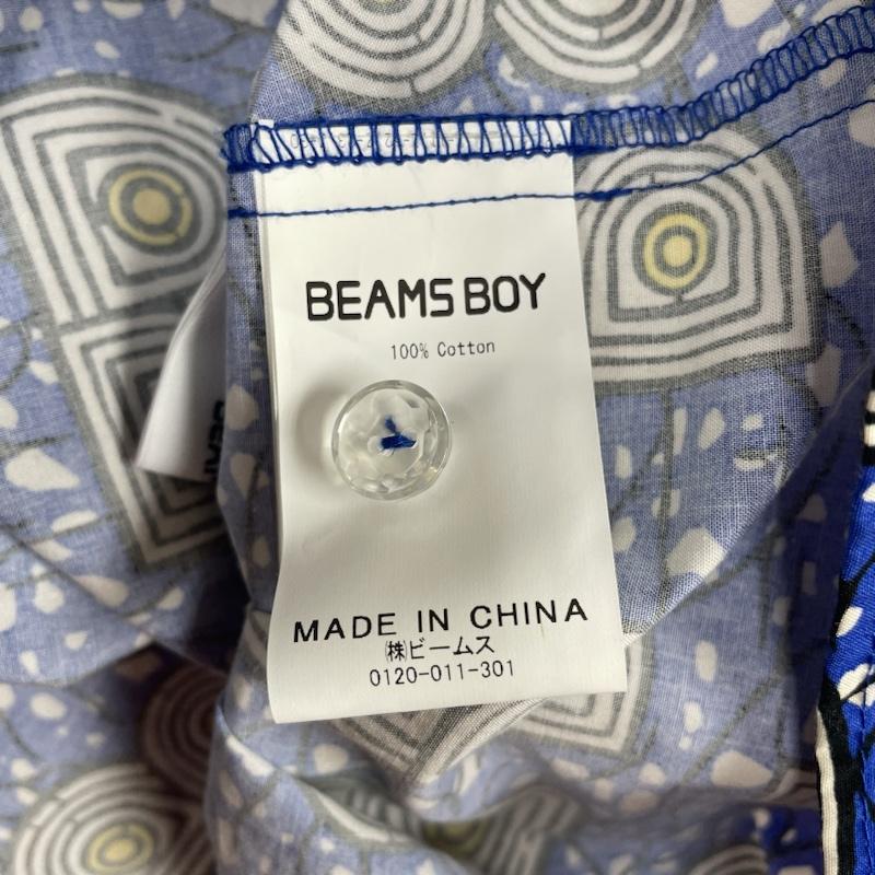 ビームスボーイ BEAMS BOY タンクトップ タンクトップ バティック柄 ノースリーブ シャツ カットソー ガラスボタン 総柄 プリント 総柄 X プリント 青 / ブルー / blue レディース USED 古着 中古 50120833