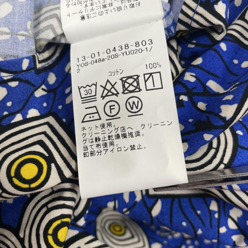 ビームスボーイ BEAMS BOY タンクトップ タンクトップ バティック柄 ノースリーブ シャツ カットソー ガラスボタン 総柄 プリント 総柄 X プリント 青 / ブルー / blue レディース USED 古着 中古 50120833