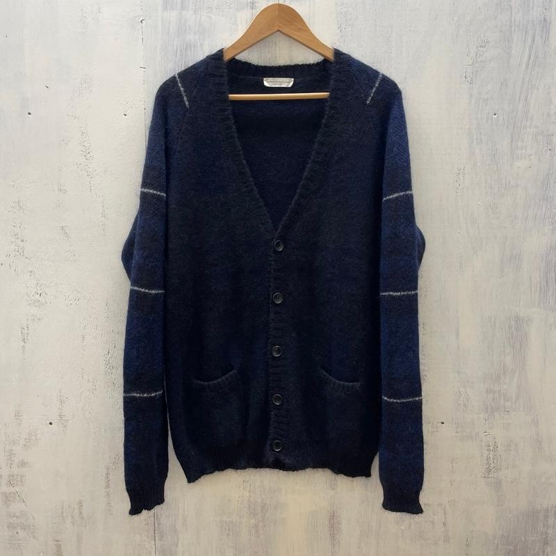 ロベルトコリーナ ROBERTO COLLINA カーディガン 長袖 MOHAIR CARDIGAN SWEATER モヘア ニット 48 黒 / ブラック / black X 紺 / ネイビー / navy メンズ USED 古着 中古 50120914
