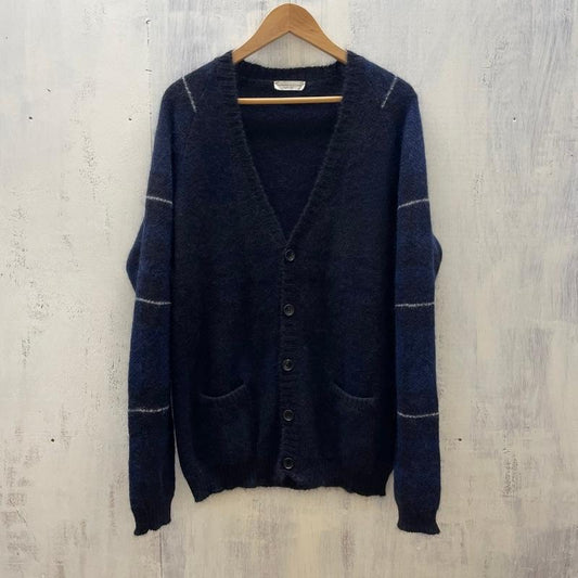 ロベルトコリーナ ROBERTO COLLINA カーディガン 長袖 MOHAIR CARDIGAN SWEATER モヘア ニット 48 黒 / ブラック / black X 紺 / ネイビー / navy メンズ USED 古着 中古 50120914
