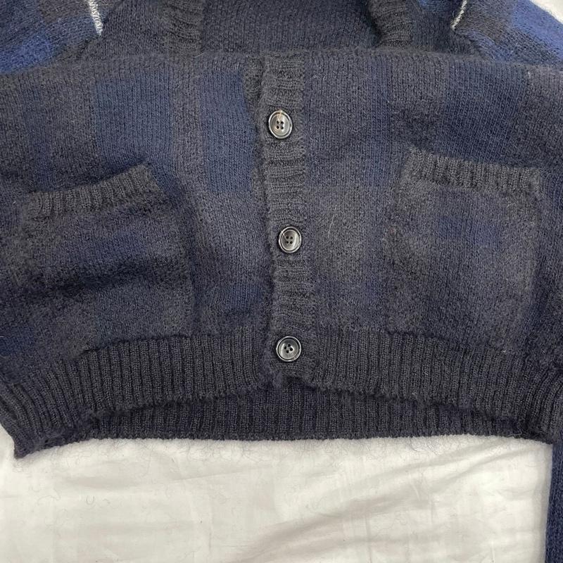 ロベルトコリーナ ROBERTO COLLINA カーディガン 長袖 MOHAIR CARDIGAN SWEATER モヘア ニット 48 黒 / ブラック / black X 紺 / ネイビー / navy メンズ USED 古着 中古 50120914