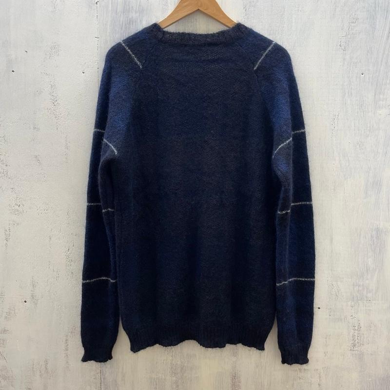 ロベルトコリーナ ROBERTO COLLINA カーディガン 長袖 MOHAIR CARDIGAN SWEATER モヘア ニット 48 黒 / ブラック / black X 紺 / ネイビー / navy メンズ USED 古着 中古 50120914