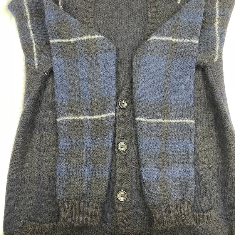 ロベルトコリーナ ROBERTO COLLINA カーディガン 長袖 MOHAIR CARDIGAN SWEATER モヘア ニット 48 黒 / ブラック / black X 紺 / ネイビー / navy メンズ USED 古着 中古 50120914