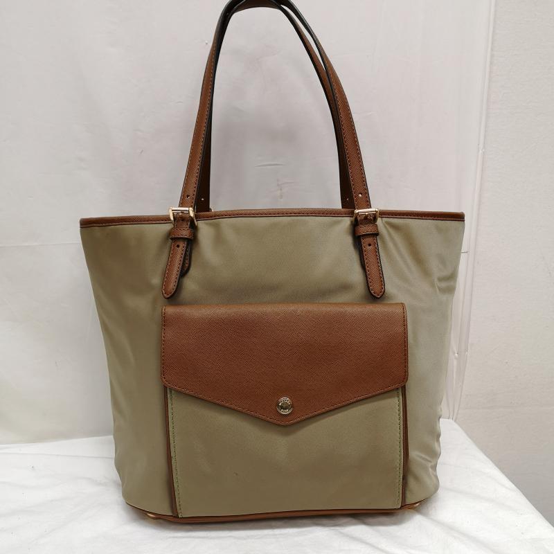 マイケルコース MICHAEL KORS ハンドバッグ ハンドバッグ ナイロン レザー ハンドバッグ ショルダー バッグ 35H5GJ2T2C - ベージュ / ベージュ / beige X 茶 / ブラウン / brown レディース USED 古着 中古 50121071
