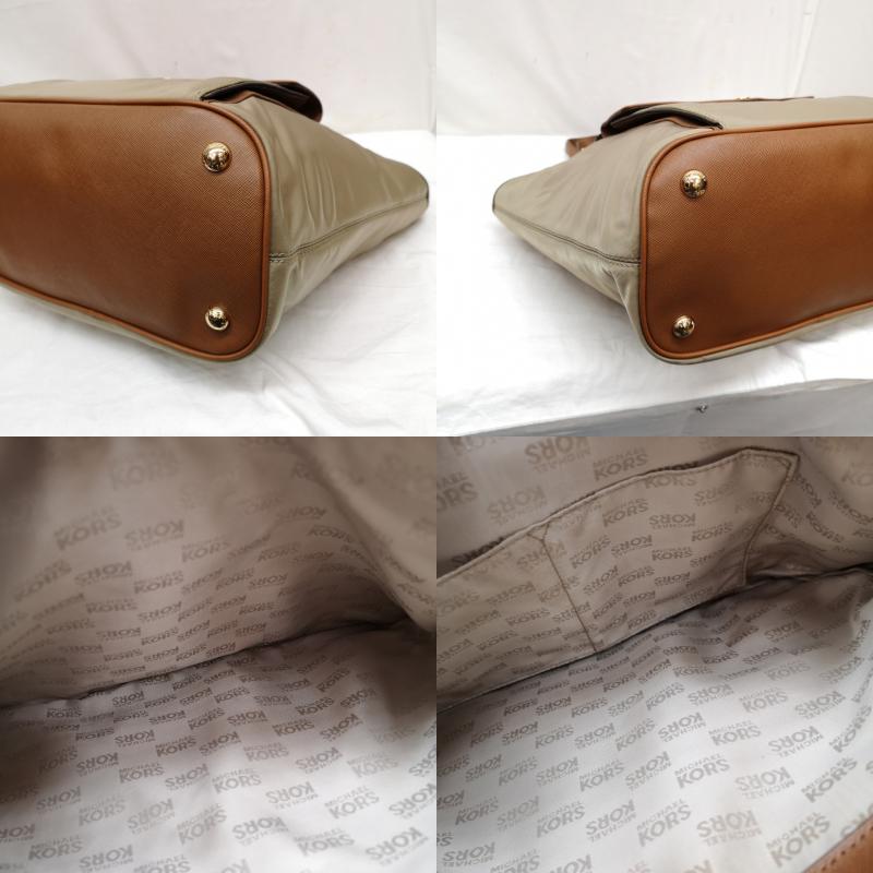 マイケルコース MICHAEL KORS ハンドバッグ ハンドバッグ ナイロン レザー ハンドバッグ ショルダー バッグ 35H5GJ2T2C - ベージュ / ベージュ / beige X 茶 / ブラウン / brown レディース USED 古着 中古 50121071