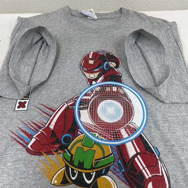 古着 USED Tシャツ 半袖 初代ロックマン アイアンマン メットール ゲーム Tシャツ マッシュアップ 半袖 M キャラクター X プリント 灰 / グレー / gray メンズ USED 古着 中古 50121255
