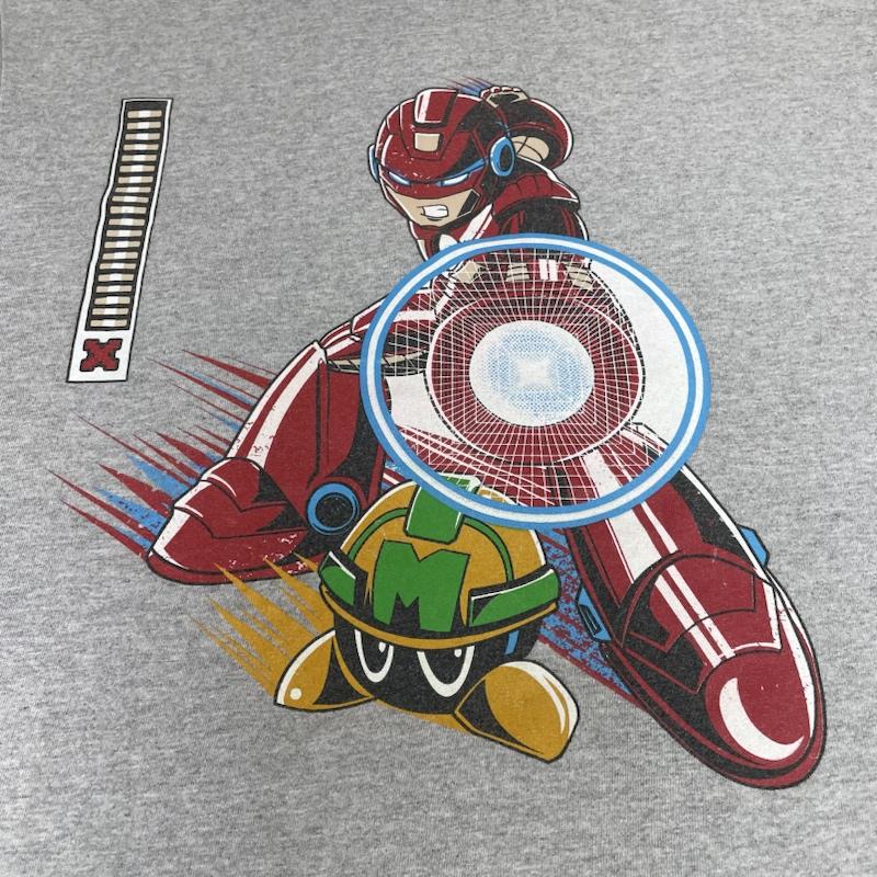 古着 USED Tシャツ 半袖 初代ロックマン アイアンマン メットール ゲーム Tシャツ マッシュアップ 半袖 M キャラクター X プリント 灰 / グレー / gray メンズ USED 古着 中古 50121255