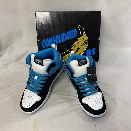 古着 USED スニーカー スニーカー ONSOLIDATED SKATEBOARDS CONSOLIDATED x WARP BS DRUNKS US9.5 US：9.5 プリント X ロゴ、文字 黒 / ブラック / black X 水色 / ライトブルー / メンズ USED 古着 中古 50121344