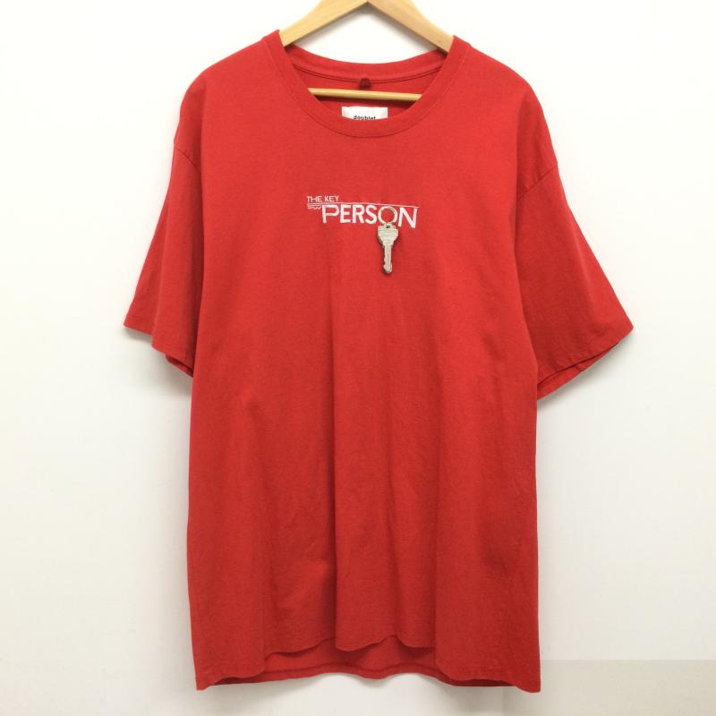 ダブレット doublet Tシャツ 半袖 the key person 20SS30CS155 刺繡 ロゴ L 赤 / レッド / red メンズ USED 古着 中古 50121741
