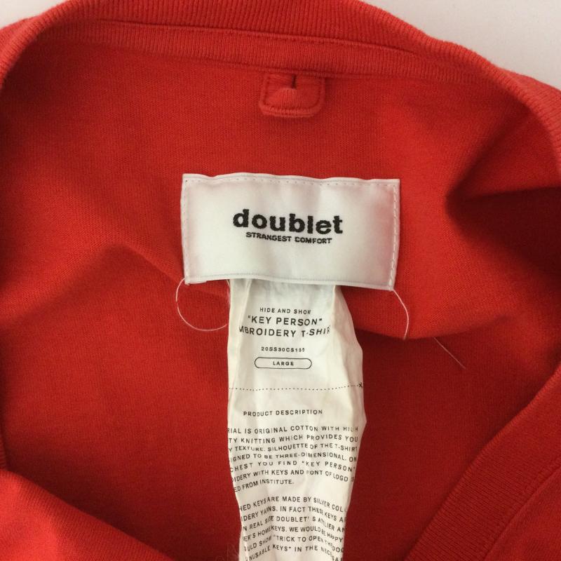 ダブレット doublet Tシャツ 半袖 the key person 20SS30CS155 刺繡 ロゴ L 赤 / レッド / red メンズ USED 古着 中古 50121741