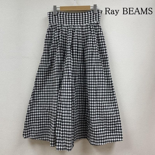レイビームス Ray BEAMS スカート ロングスカート フレア ロング スカート ギャザー ミニ ギンガムチェック柄 1 チェック 白 / ホワイト / white X 黒 / ブラック / black レディース USED 古着 中古 50121744