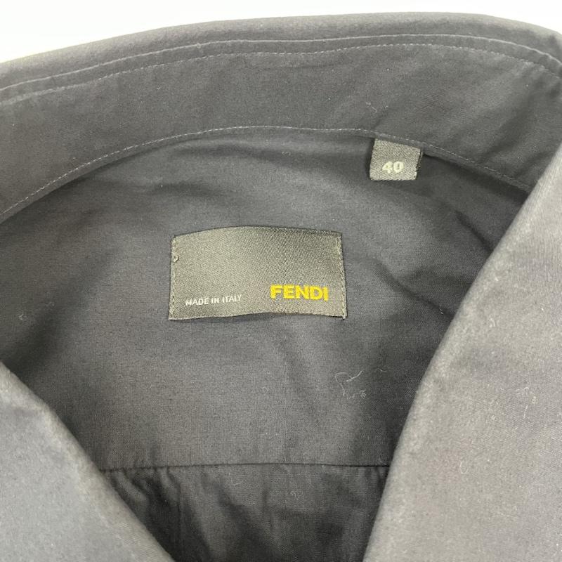 フェンディ FENDI シャツ、ブラウス 長袖 FS0354 HMH PR12-11-4588 ボタンダウン L/S SHIRTS ロングスリーブ 40 紺 / ネイビー / navy メンズ USED 古着 中古 50121814