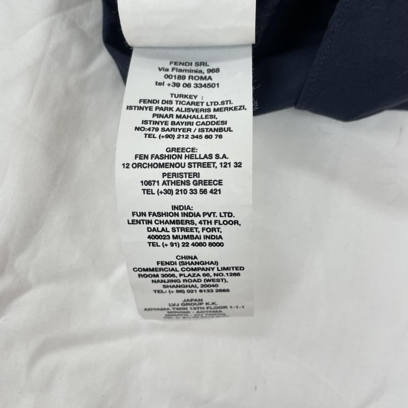 フェンディ FENDI シャツ、ブラウス 長袖 FS0354 HMH PR12-11-4588 ボタンダウン L/S SHIRTS ロングスリーブ 40 紺 / ネイビー / navy メンズ USED 古着 中古 50121814