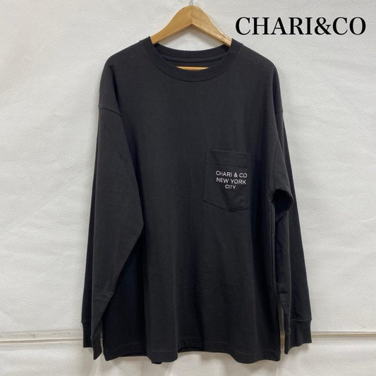チャリアンドコー CHARI&CO Tシャツ 長袖 GOTHAM PKT L/S TEE 天竺 7.7oz ゴッサムロゴ ポケット L ワンポイント X ロゴ、文字 X 刺繍 黒 / ブラック / black X 白 / ホワイト / white メンズ USED 古着 中古 50121934