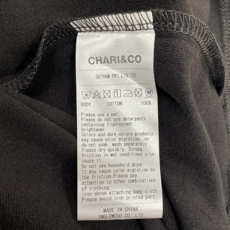 チャリアンドコー CHARI&CO Tシャツ 長袖 GOTHAM PKT L/S TEE 天竺 7.7oz ゴッサムロゴ ポケット L ワンポイント X ロゴ、文字 X 刺繍 黒 / ブラック / black X 白 / ホワイト / white メンズ USED 古着 中古 50121934