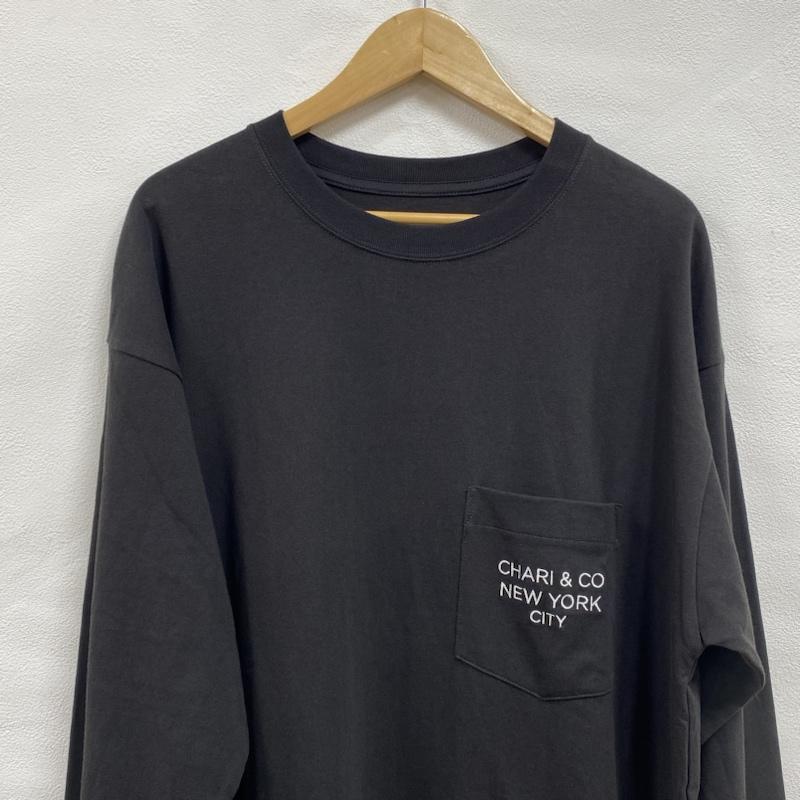 チャリアンドコー CHARI&CO Tシャツ 長袖 GOTHAM PKT L/S TEE 天竺 7.7oz ゴッサムロゴ ポケット L ワンポイント X ロゴ、文字 X 刺繍 黒 / ブラック / black X 白 / ホワイト / white メンズ USED 古着 中古 50121934