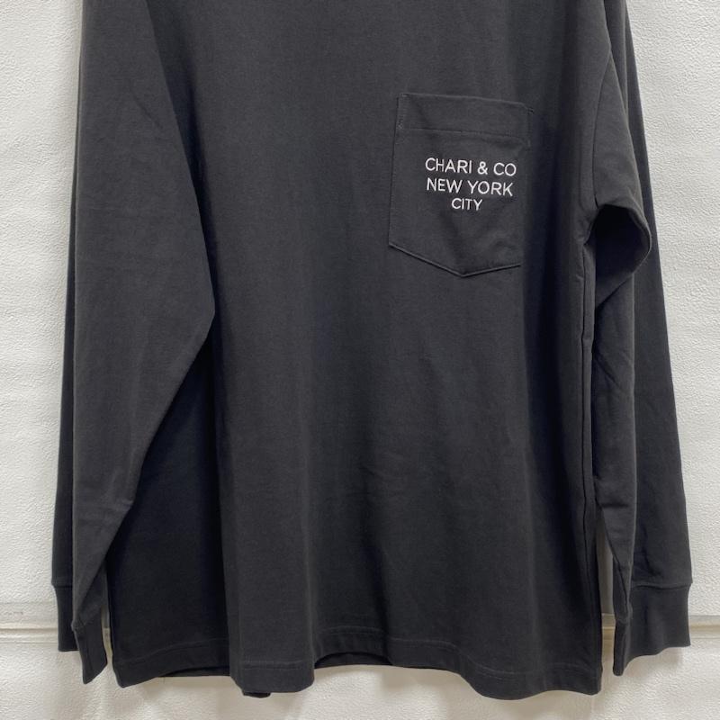 チャリアンドコー CHARI&CO Tシャツ 長袖 GOTHAM PKT L/S TEE 天竺 7.7oz ゴッサムロゴ ポケット L ワンポイント X ロゴ、文字 X 刺繍 黒 / ブラック / black X 白 / ホワイト / white メンズ USED 古着 中古 50121934
