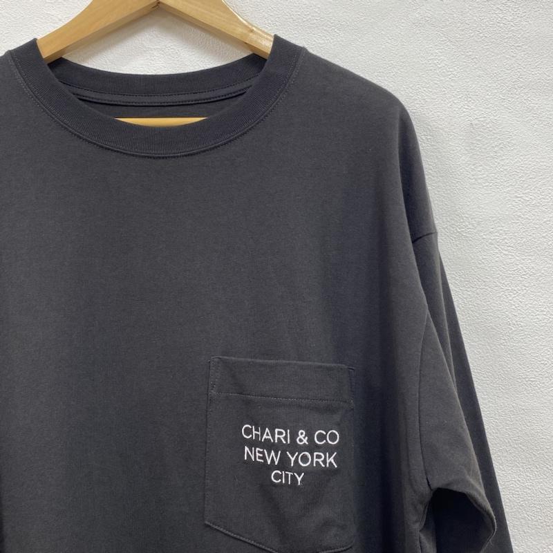 チャリアンドコー CHARI&CO Tシャツ 長袖 GOTHAM PKT L/S TEE 天竺 7.7oz ゴッサムロゴ ポケット L ワンポイント X ロゴ、文字 X 刺繍 黒 / ブラック / black X 白 / ホワイト / white メンズ USED 古着 中古 50121934