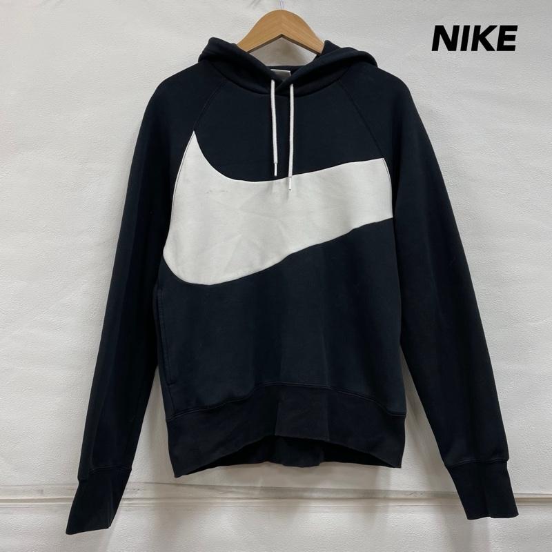 ナイキ エヌエスダブリュー NIKE NSW パーカー 長袖 SWOOSH TECH FLEECE PULLOVER HOODIE プルオーバー フーディー DD8223-010 S ロゴ、文字 黒 / ブラック / black X 白 / ホワイト / white メンズ USED 古着 中古 50122396