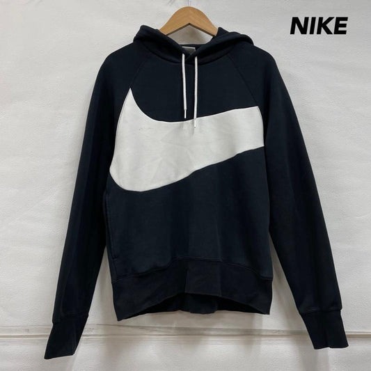 ナイキ エヌエスダブリュー NIKE NSW パーカー 長袖 SWOOSH TECH FLEECE PULLOVER HOODIE プルオーバー フーディー DD8223-010 S ロゴ、文字 黒 / ブラック / black X 白 / ホワイト / white メンズ USED 古着 中古 50122396
