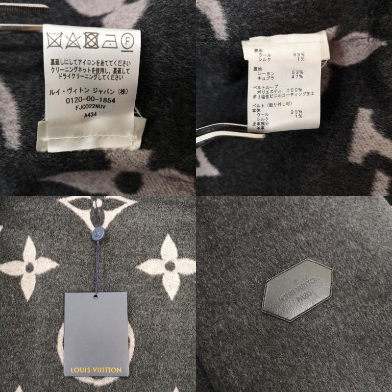 ルイヴィトン LOUIS VUITTON コート コート一般 ジャイアント モノグラム シルク混 シグネチャー フーデッド ラップコート FJC022NUV 36 灰 / グレー / gray レディース USED 古着 中古 50122464