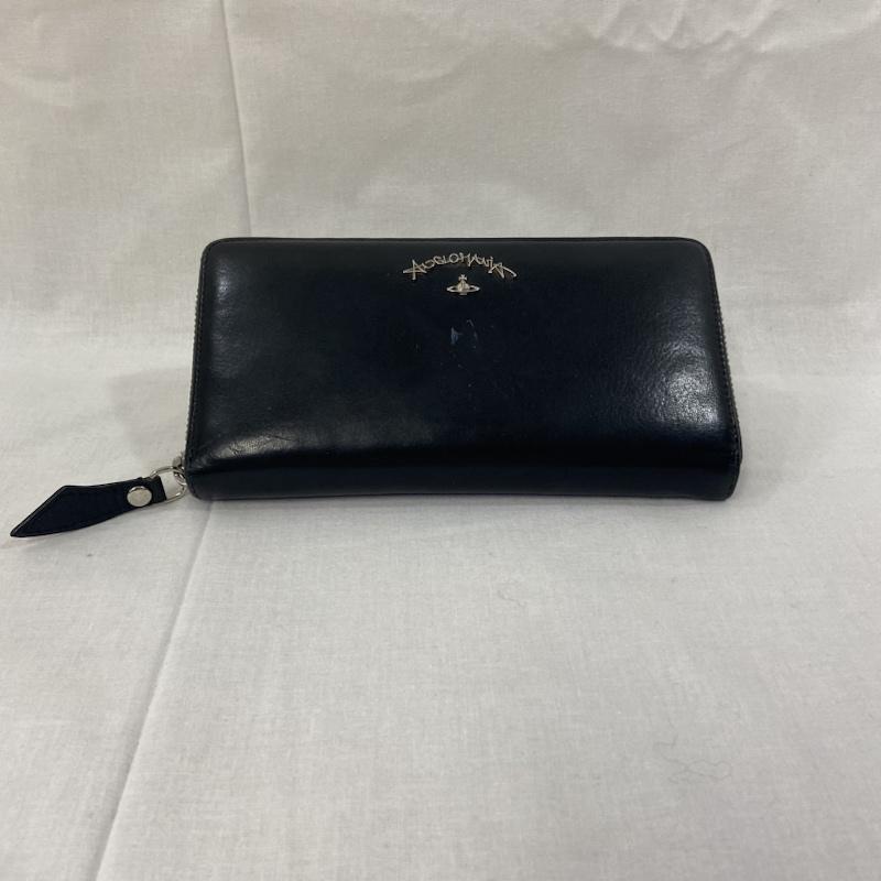 ウ゛ィウ゛ィアンウエストウッドアング Vivienne Westwood Anglomania 財布 長財布 Vivienne Westwood ANGLONANIA ヴィヴィアンウエストウッドアングロマニア SONIA ZIP ROUND WALLET 長財布 ブラック ロゴ、文字 黒 / ブラック / black メンズ USED 古着 中古 50122565