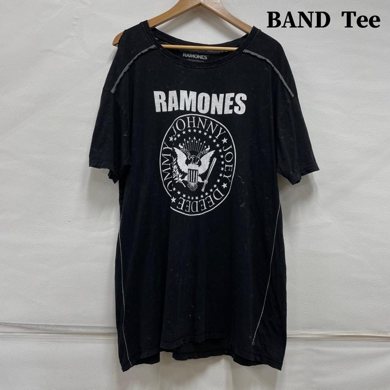 古着 USED Tシャツ 半袖 THE RAMONES ラモーンズ バンド タイダイ ブリーチ ステッチ パンク XL ロゴ、文字 X プリント X ダメージ加工 黒 / ブラック / black メンズ USED 古着 中古 50122825