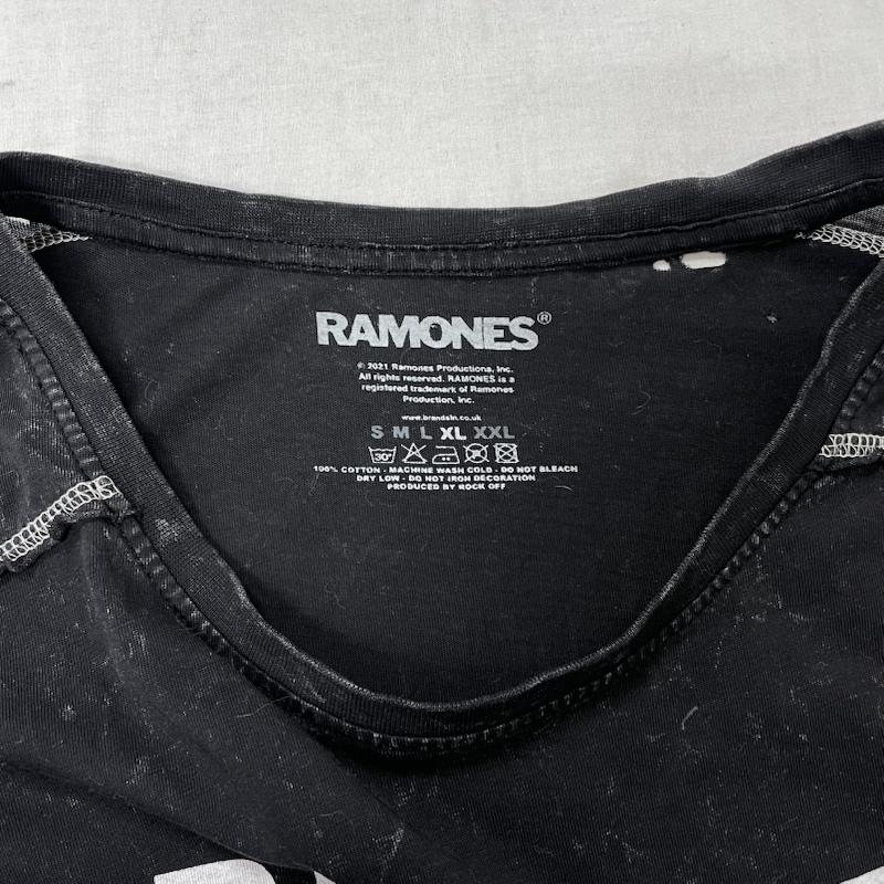 古着 USED Tシャツ 半袖 THE RAMONES ラモーンズ バンド タイダイ ブリーチ ステッチ パンク XL ロゴ、文字 X プリント X ダメージ加工 黒 / ブラック / black メンズ USED 古着 中古 50122825