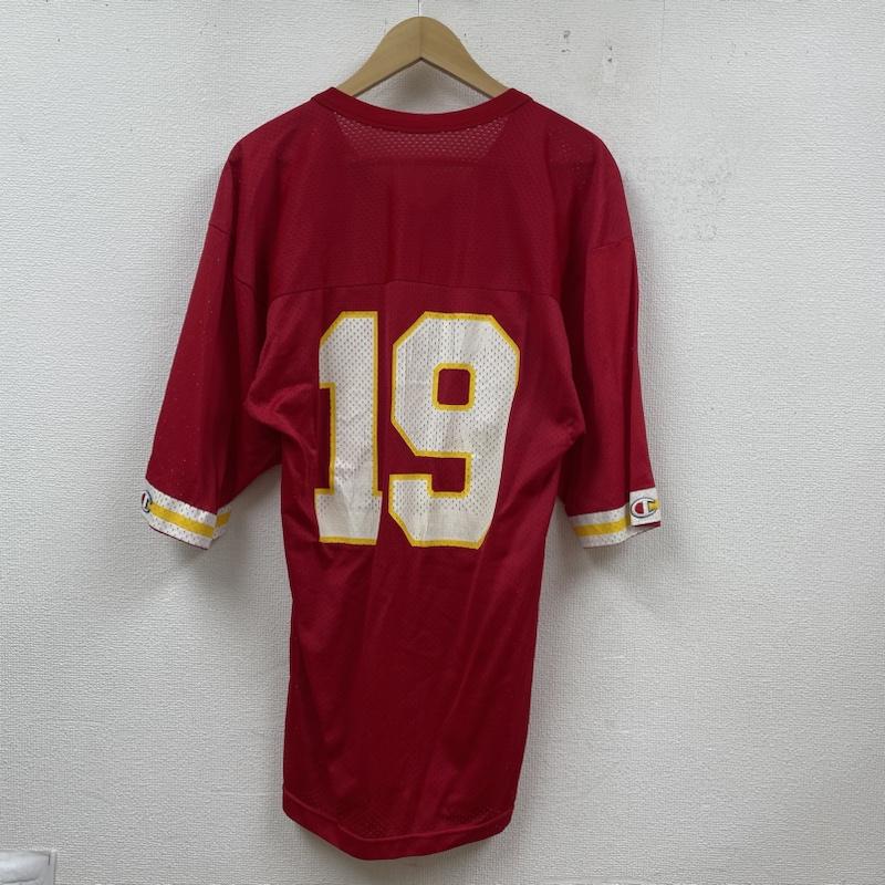 チャンピオン Champion カットソー 半袖 90年代 USA製 Champion フットボールTシャツ メッシュ カットソー 半袖 19 ロゴ 40 ロゴ、文字 赤 / レッド / red メンズ USED 古着 中古 50122841