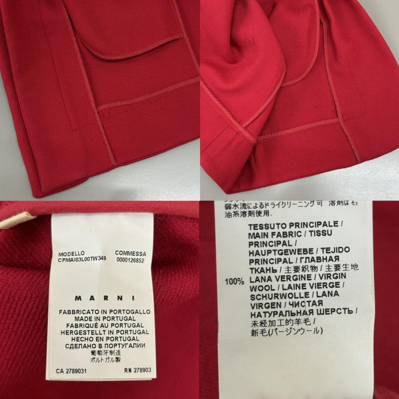 マルニ MARNI コート コート一般 ウール ラウンド ニットレイヤード カラー 比翼 ステンカラー 40 赤 / レッド / red レディース USED 古着 中古 50123051
