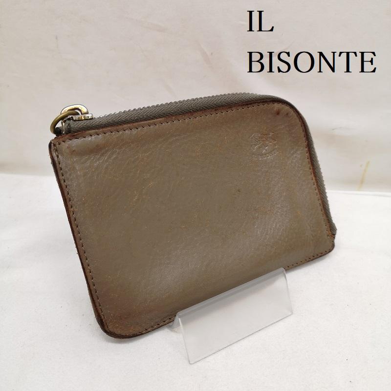 イルビゾンテ IL BISONTE 財布 コンパクト財布 レザー コンパクト ウォレット コインケース - グレージュ / グレージュ / レディース USED 古着 中古 50123222