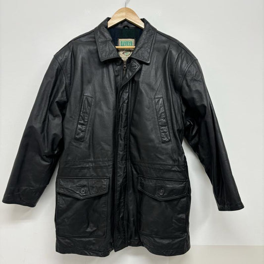 レザー レザー コート コート一般 パチャ Pacha レザーアウター 裏地 タータンチェック L メンズ USED 古着 中古 50123452