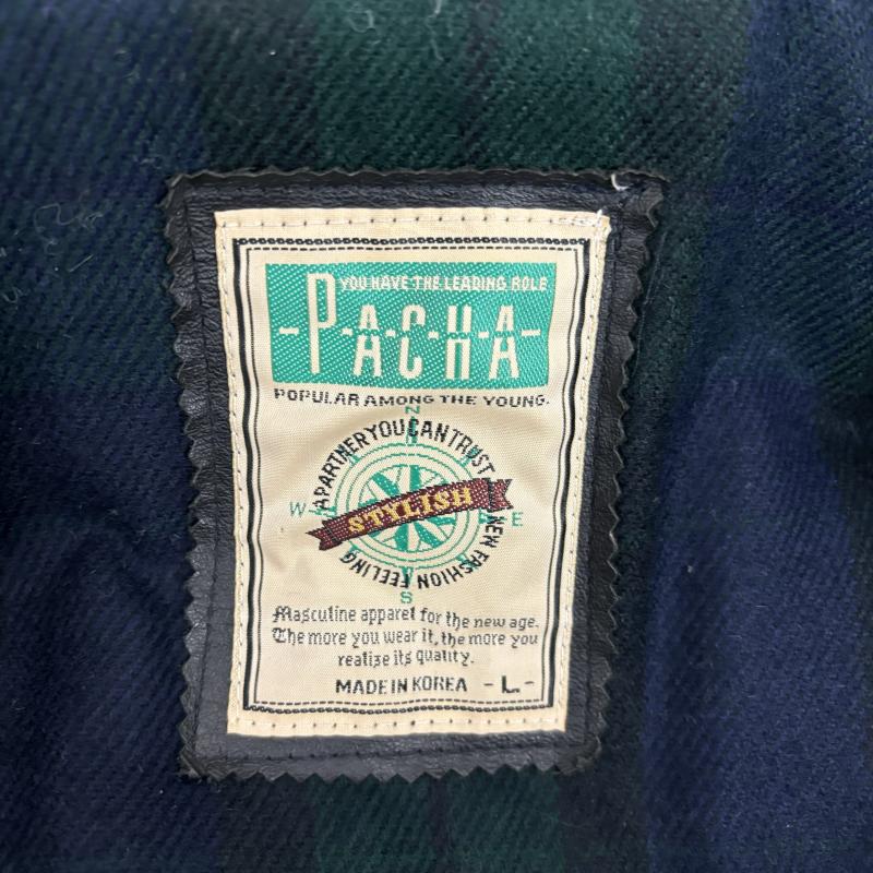 レザー レザー コート コート一般 パチャ Pacha レザーアウター 裏地 タータンチェック L メンズ USED 古着 中古 50123452