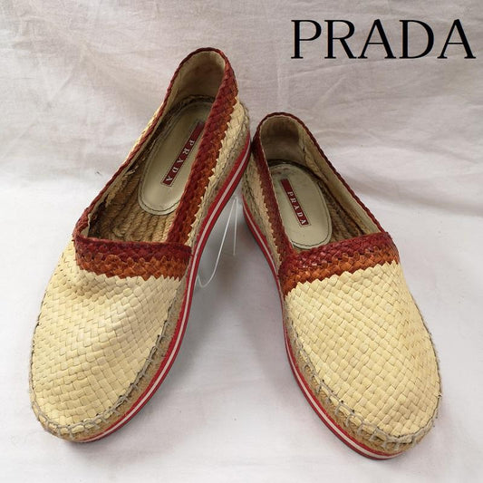 プラダ PRADA スリッポン スリッポン SPORT 厚底 スリッポン エスパドリーユ 編み込み ベージュ / ベージュ / beige レディース USED 古着 中古 50123523