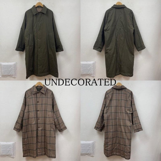 古着 USED コート コート一般 UNDECORATED アンデコレイテッド UDF19505 GUN-CLUB CHECK REVERSIBLE COAT 1 無地 X チェック カーキ / カーキ / khaki X 茶 / ブラウン / brown メンズ USED 古着 中古 50123563