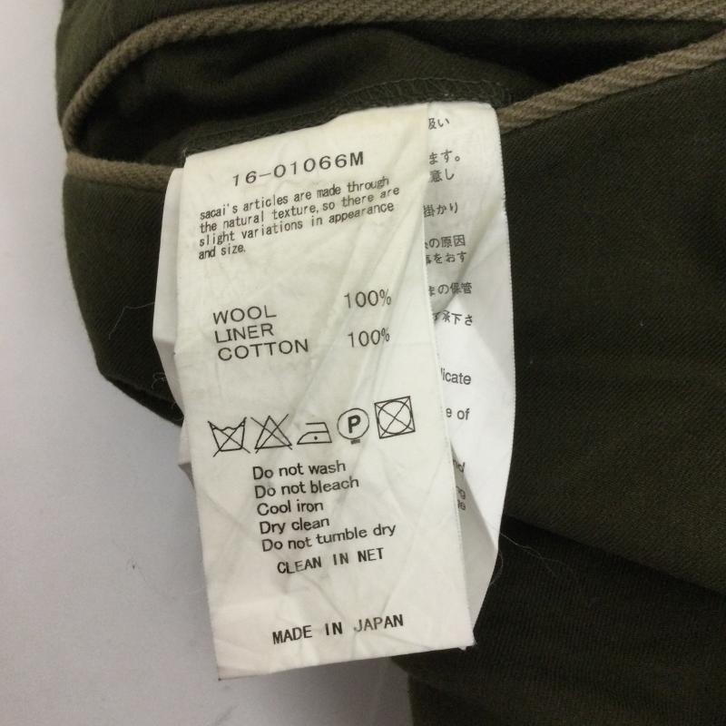 サカイ Sacai パンツ スラックス ボトム/2/ウール/カーキ/16-01066M 2 無地 カーキ / カーキ / khaki メンズ USED 古着 中古 50123744