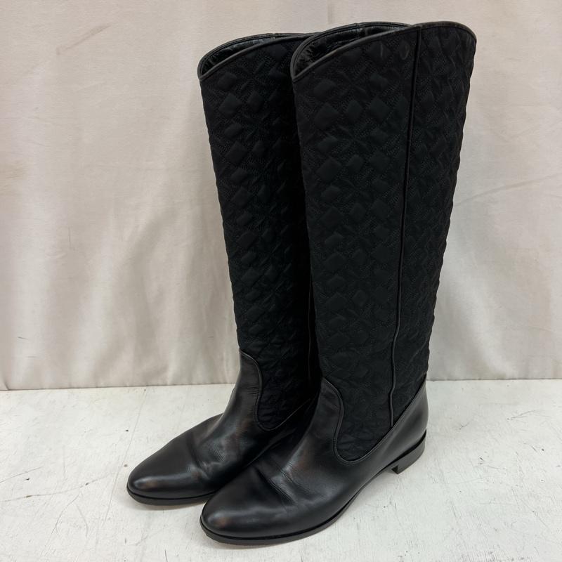 セルジオロッシ Sergio rossi ブーツ ロングブーツ キルティングデザイン レザー 切替 ロングブーツ Size:36 - 黒 / ブラック / black レディース USED 古着 中古 50123791