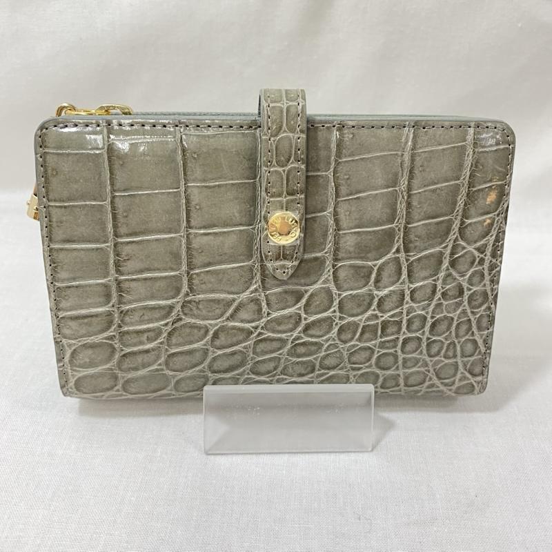 古着 USED 財布 二つ折り Pelly Lusso クロコダイル財布 ショルダーストラップ付 グレー クロコダイルレザー 灰 / グレー / gray レディース USED 古着 中古 50123857