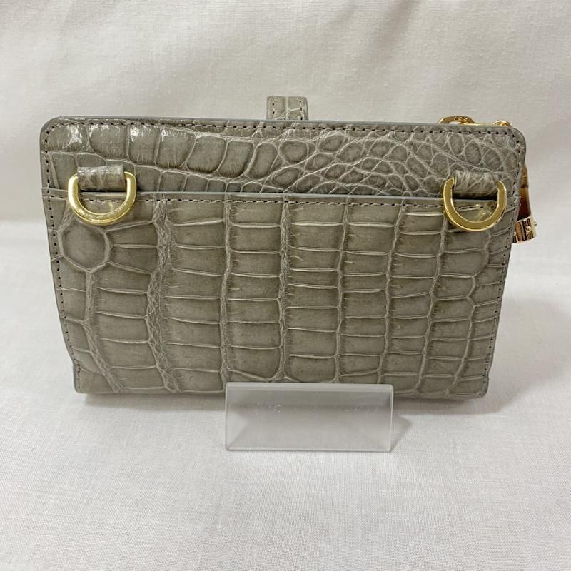 古着 USED 財布 二つ折り Pelly Lusso クロコダイル財布 ショルダーストラップ付 グレー クロコダイルレザー 灰 / グレー / gray レディース USED 古着 中古 50123857