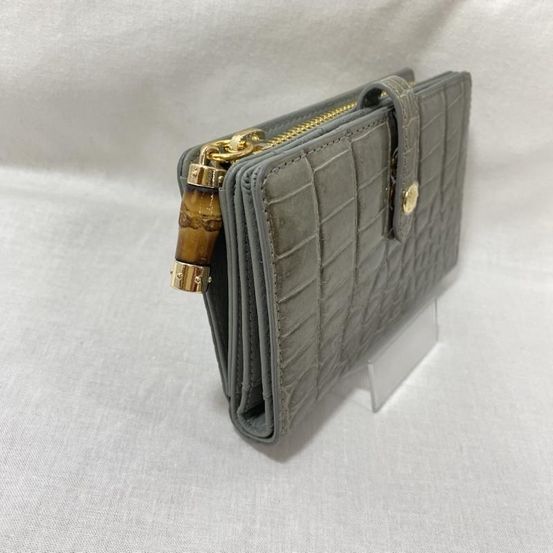 古着 USED 財布 二つ折り Pelly Lusso クロコダイル財布 ショルダーストラップ付 グレー クロコダイルレザー 灰 / グレー / gray レディース USED 古着 中古 50123857