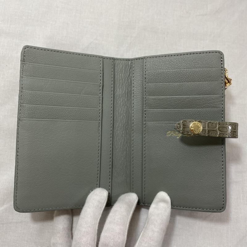 古着 USED 財布 二つ折り Pelly Lusso クロコダイル財布 ショルダーストラップ付 グレー クロコダイルレザー 灰 / グレー / gray レディース USED 古着 中古 50123857