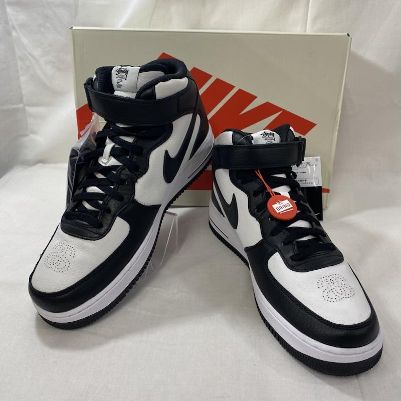 ステューシー STUSSY スニーカー スニーカー DJ7840-002Stussy × Nike Air Force 1 Mid Black and Light Bone US10/28cm US：10 ロゴ、文字 白 / ホワイト / white X 黒 / ブラック / black メンズ USED 古着 中古 50124263