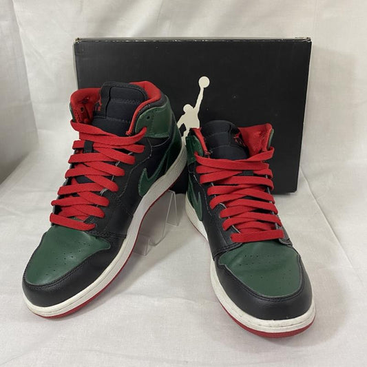 エアジョーダン AIR JORDAN スニーカー スニーカー NIKE AIR JORDAN 1 RETRO HIGH OG GS BLACK/GYM RED-GORGE GREEN GUCCI US6.5Y/24.5cm 24.5cm ロゴ、文字 緑 / グリーン / green X 赤 / レッド / red レディース USED 古着 中古 50124282